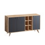 Hanah Home Consola Roble y Negro 140cm, Mueble Moderno con Estantes, Madera Roble y Negro, 140x40x89cm